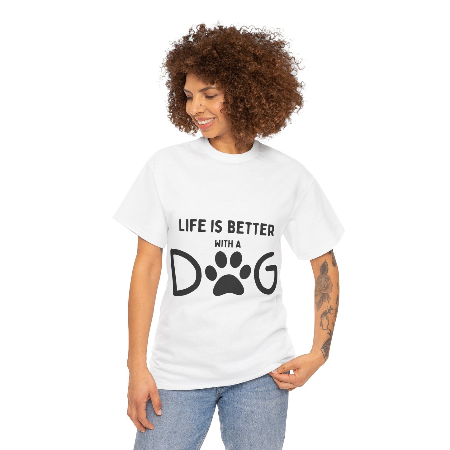 "Life is Better with a Dog" Unisex Heavy Cotton Tee - Perfect for Dog Lovers