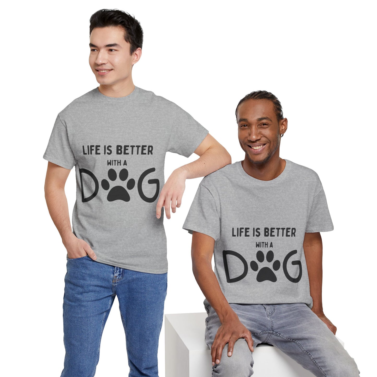 "Life is Better with a Dog" Unisex Heavy Cotton Tee - Perfect for Dog Lovers