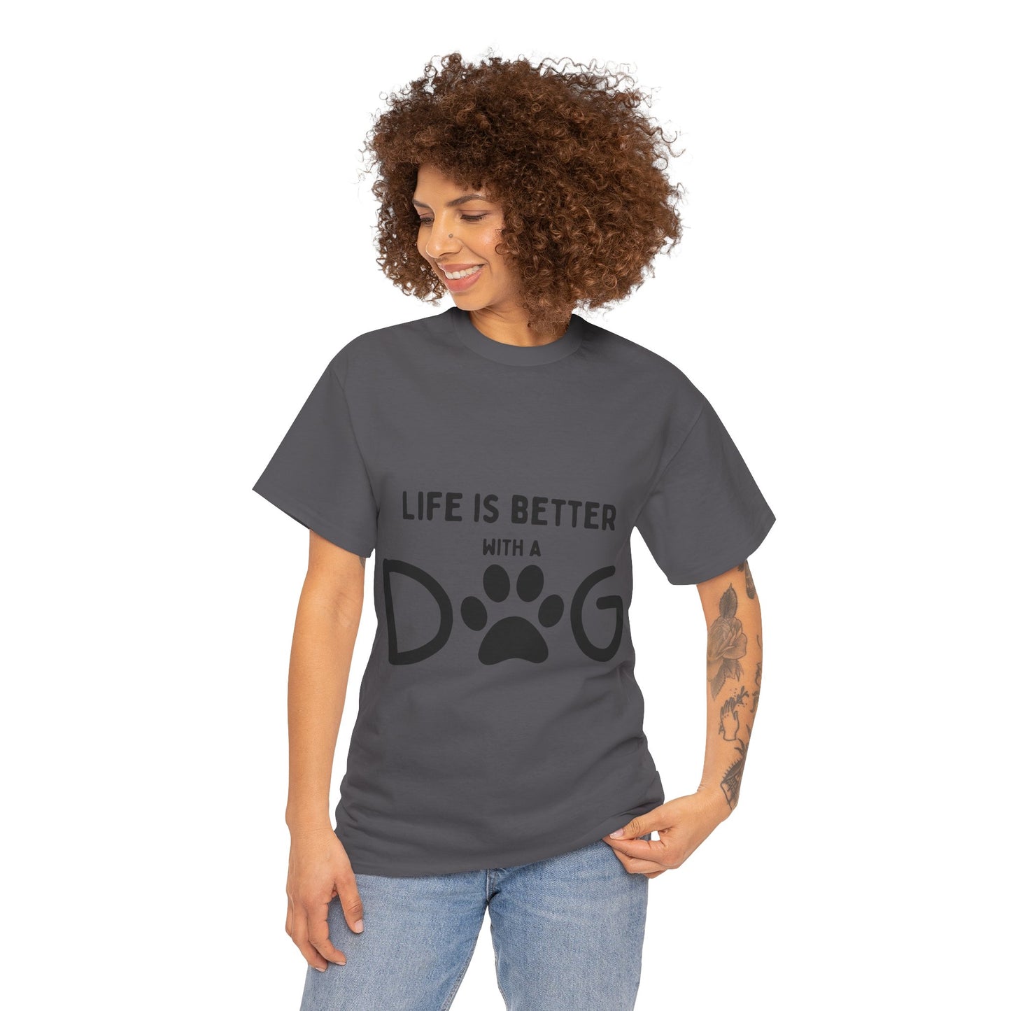 "Life is Better with a Dog" Unisex Heavy Cotton Tee - Perfect for Dog Lovers