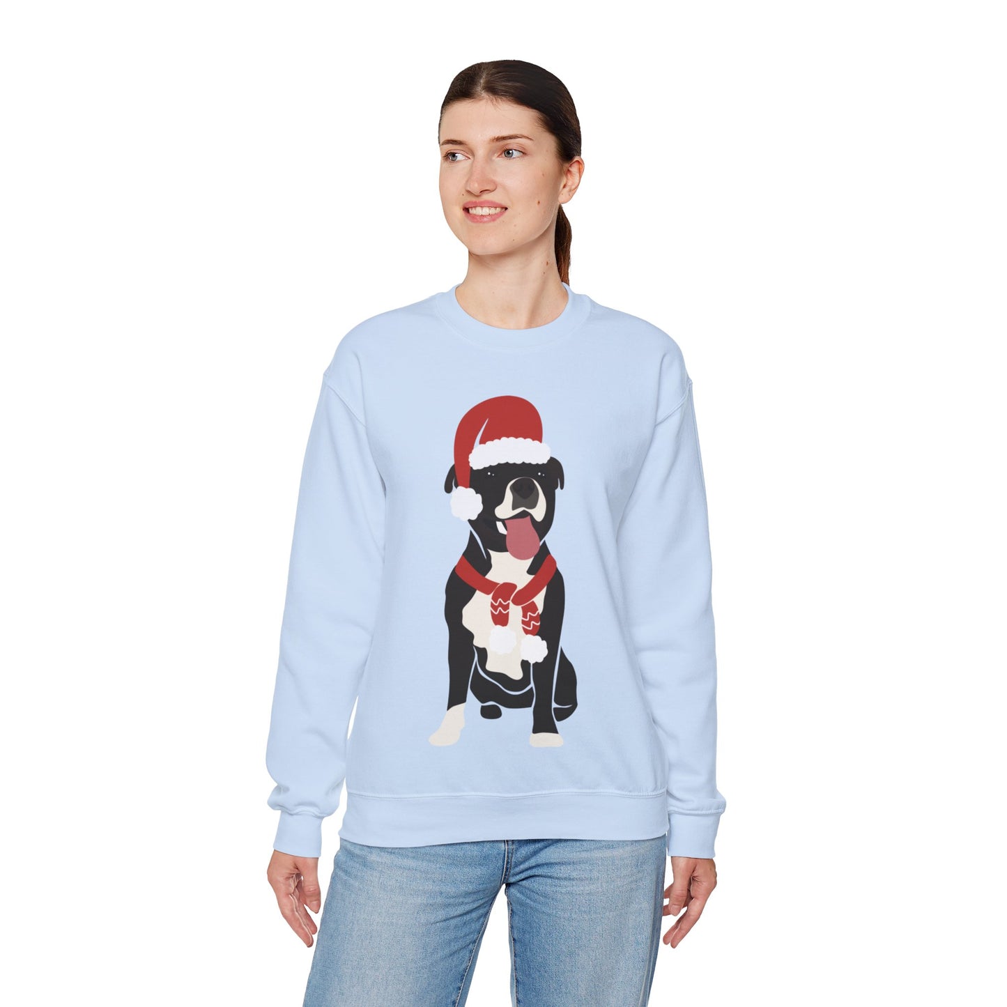 Festive Staffy Sweatshirt | Unisex Christmas Crewneck