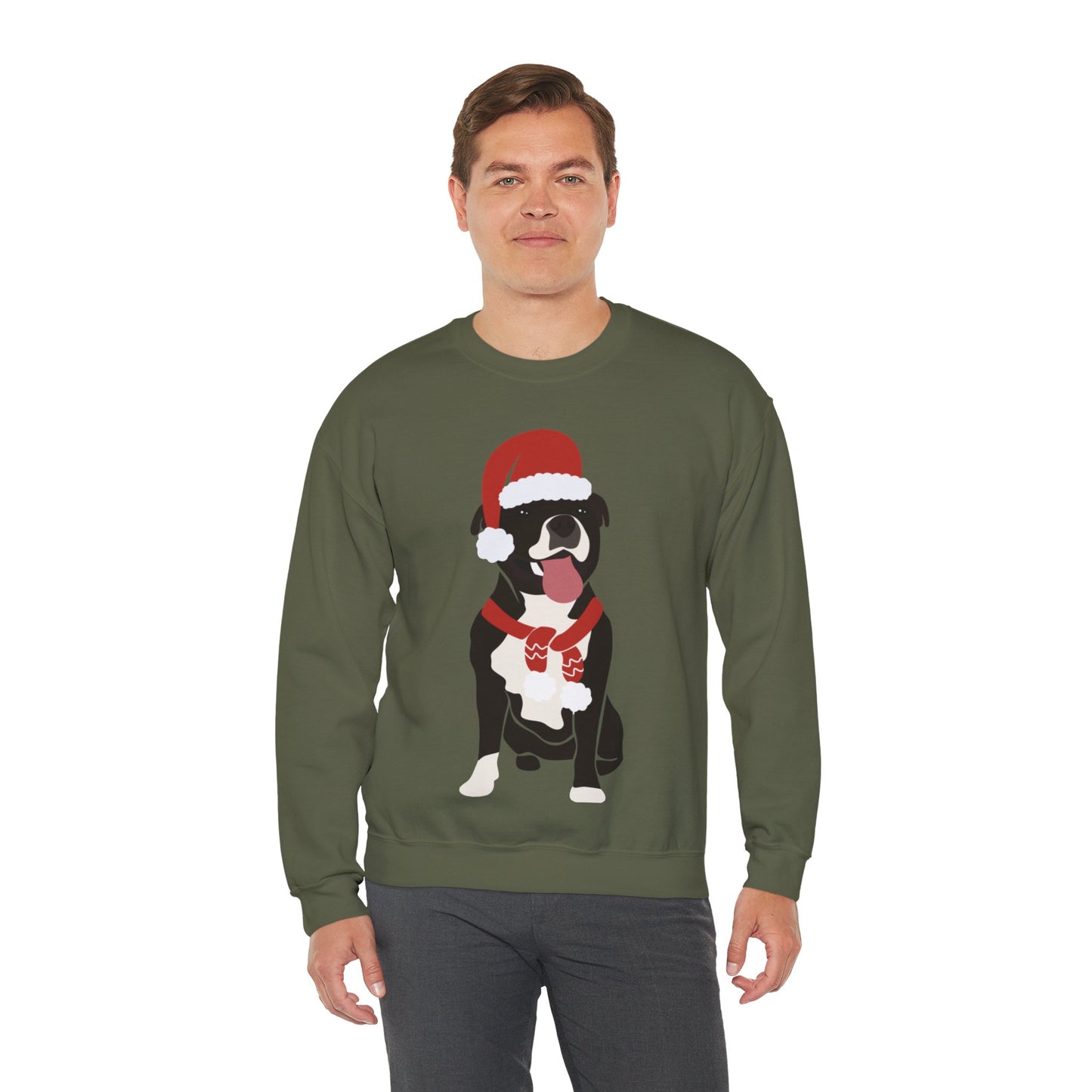 Festive Staffy Sweatshirt | Unisex Christmas Crewneck