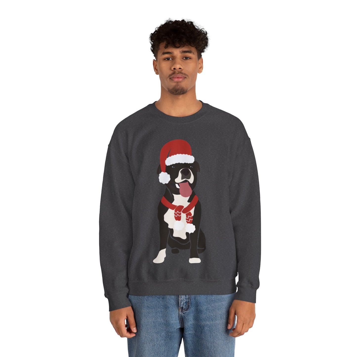 Festive Staffy Sweatshirt | Unisex Christmas Crewneck