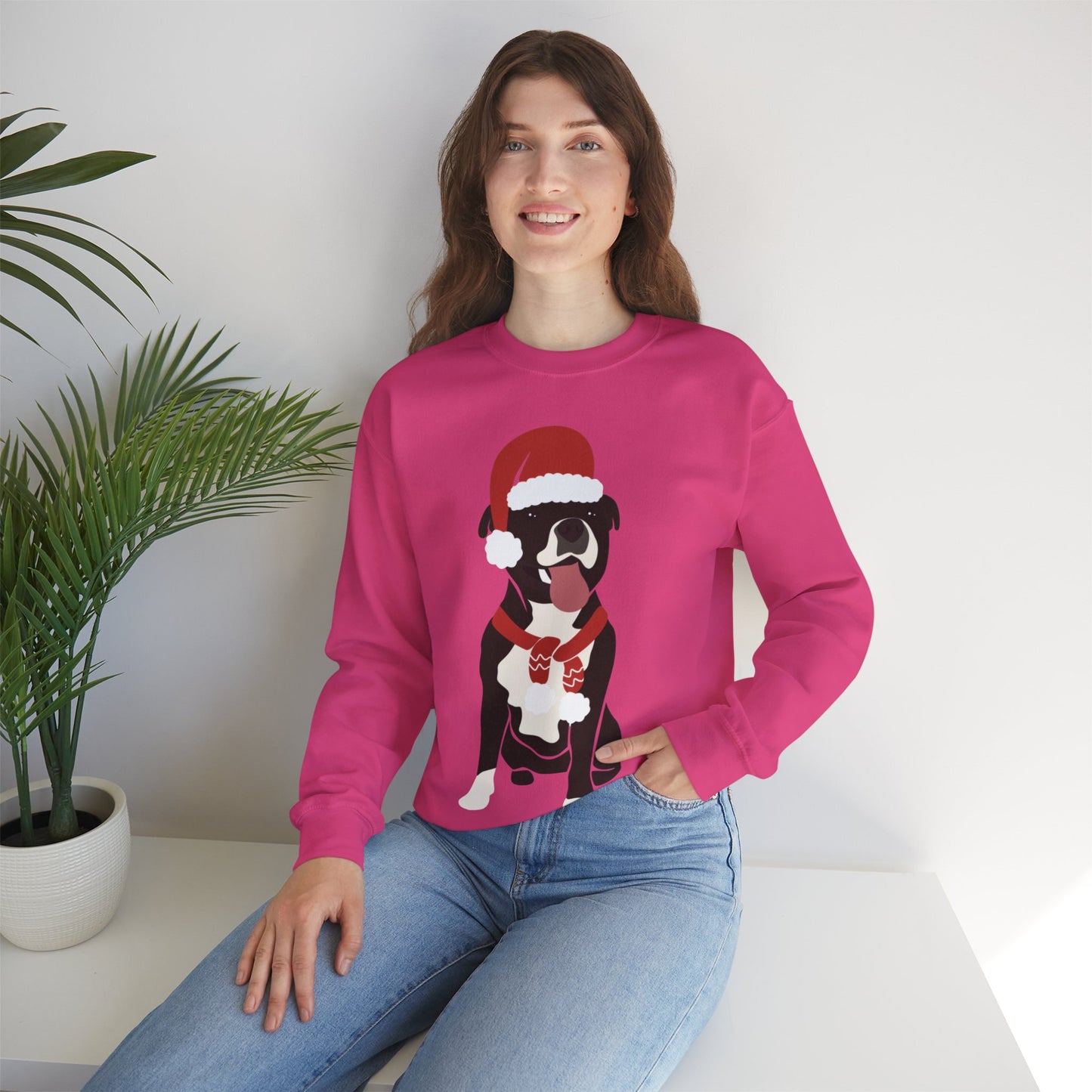 Festive Staffy Sweatshirt | Unisex Christmas Crewneck