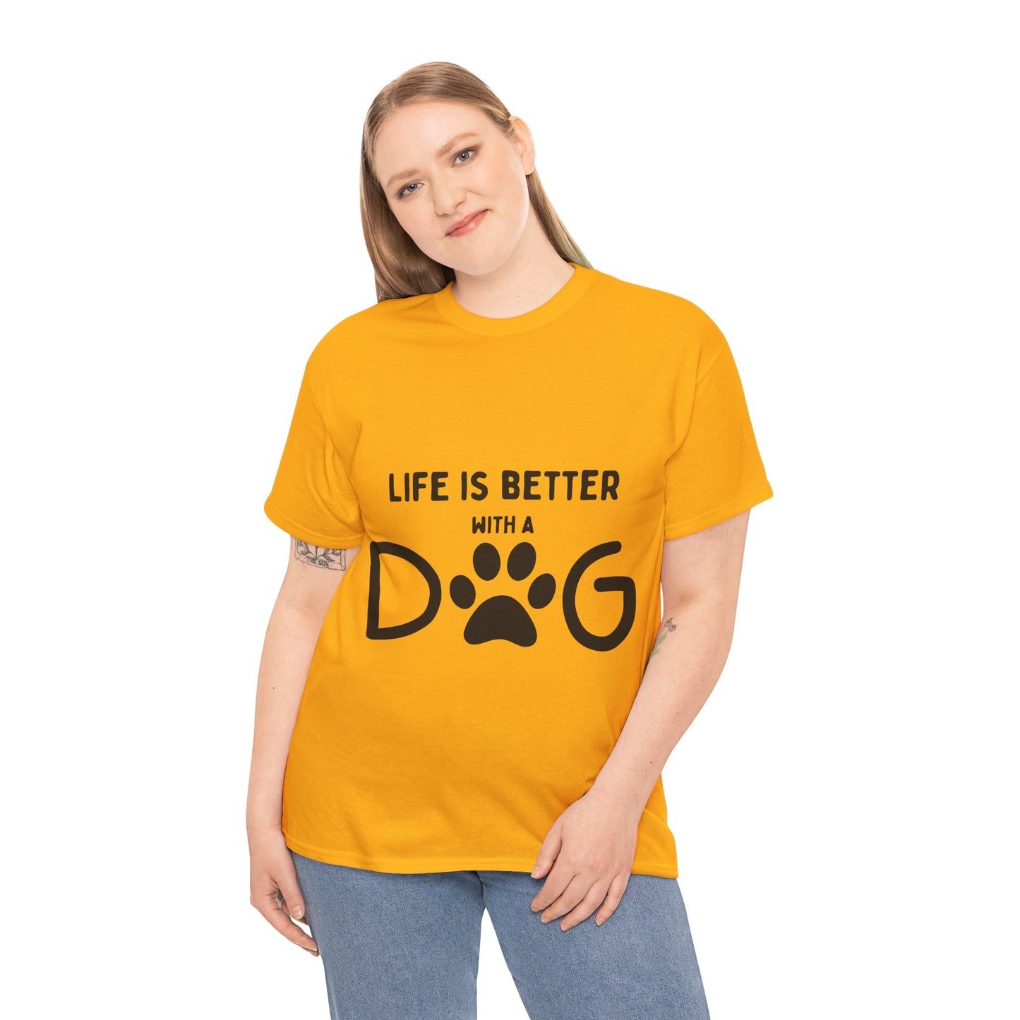 "Life is Better with a Dog" Unisex Heavy Cotton Tee - Perfect for Dog Lovers