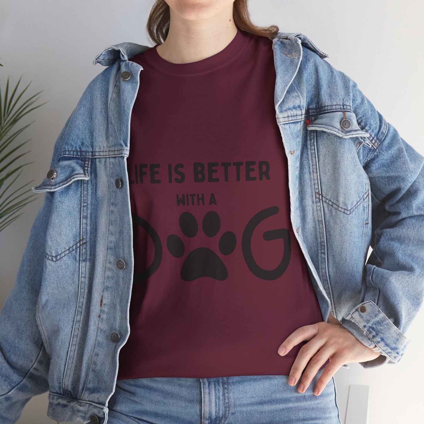 "Life is Better with a Dog" Unisex Heavy Cotton Tee - Perfect for Dog Lovers