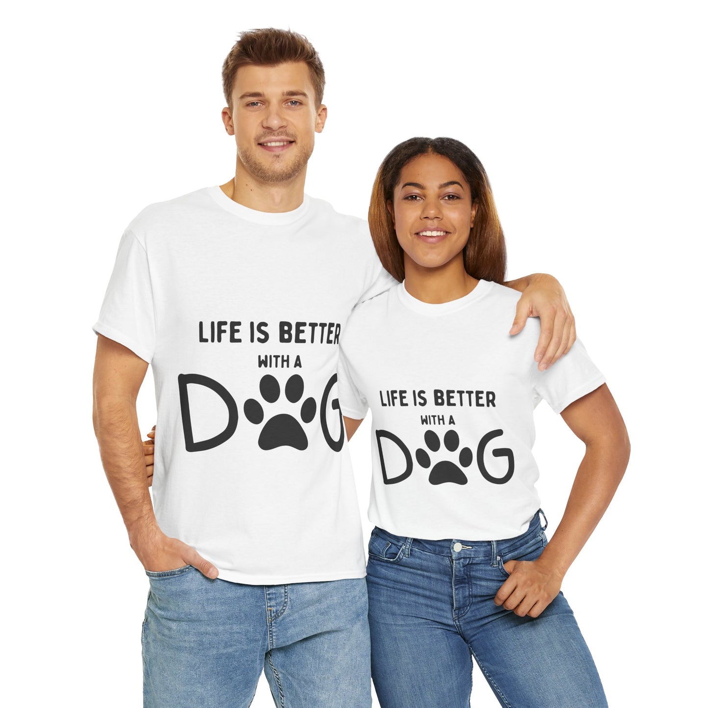 "Life is Better with a Dog" Unisex Heavy Cotton Tee - Perfect for Dog Lovers