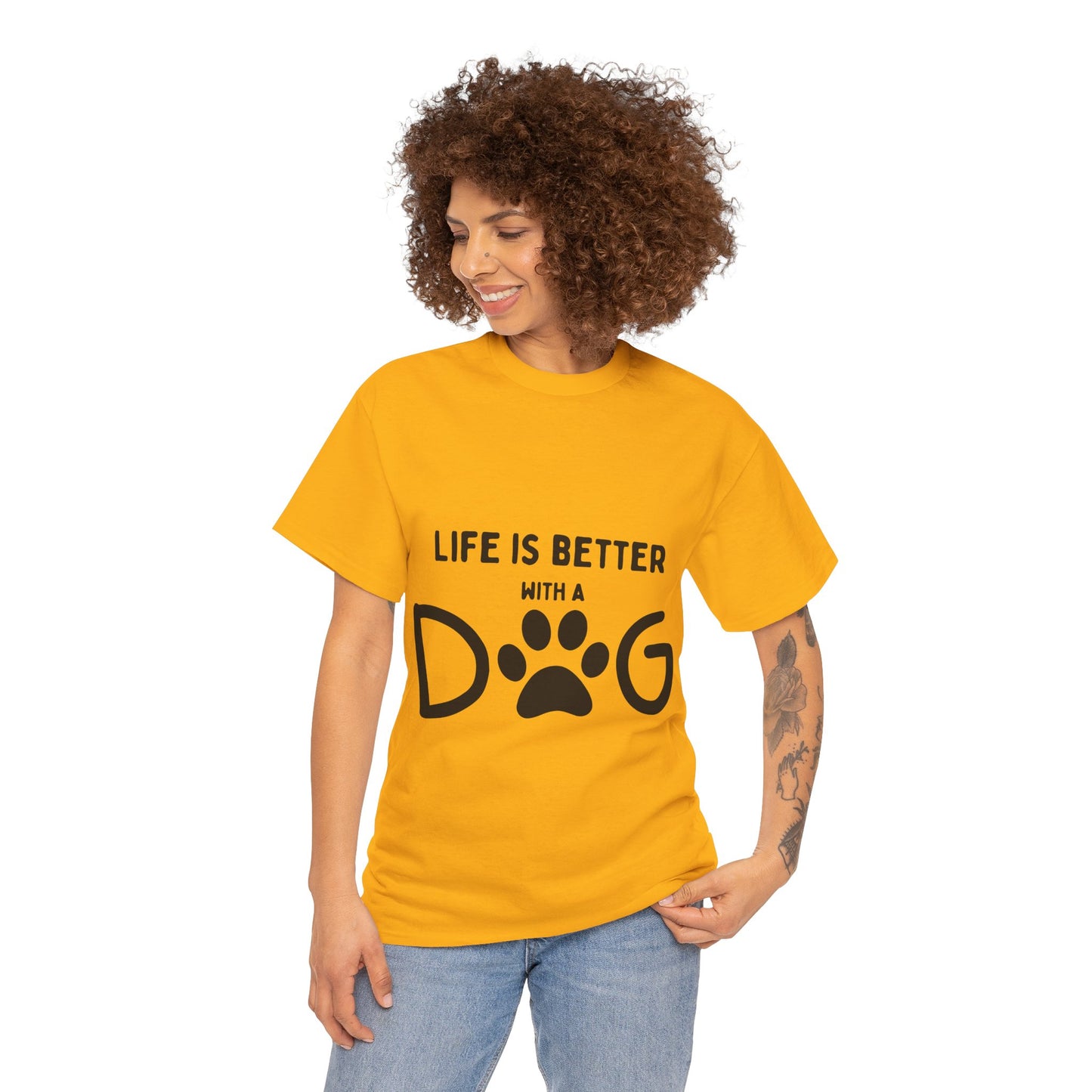 "Life is Better with a Dog" Unisex Heavy Cotton Tee - Perfect for Dog Lovers