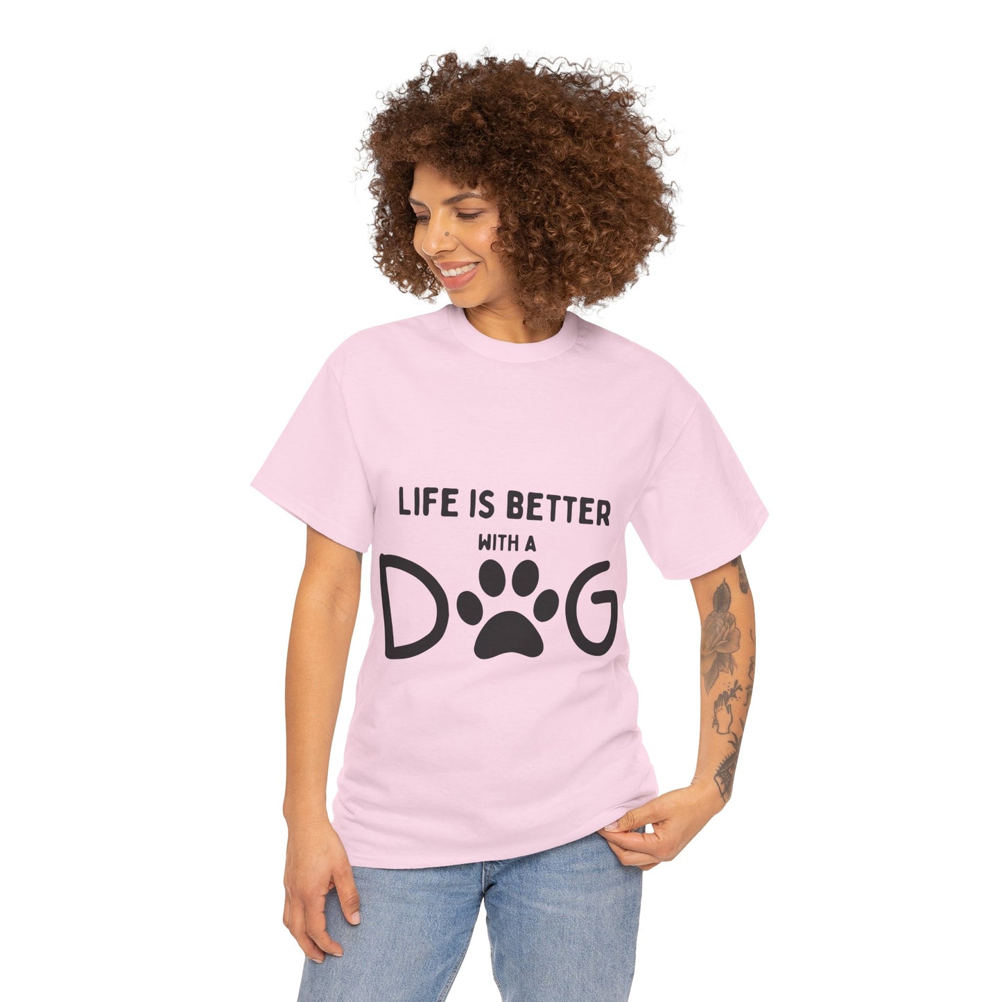 "Life is Better with a Dog" Unisex Heavy Cotton Tee - Perfect for Dog Lovers