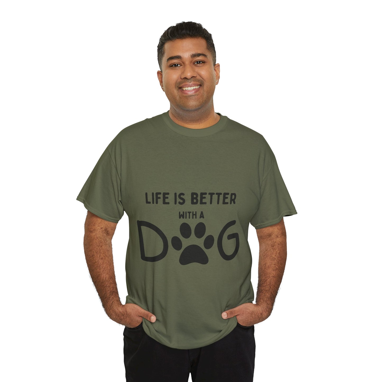 "Life is Better with a Dog" Unisex Heavy Cotton Tee - Perfect for Dog Lovers