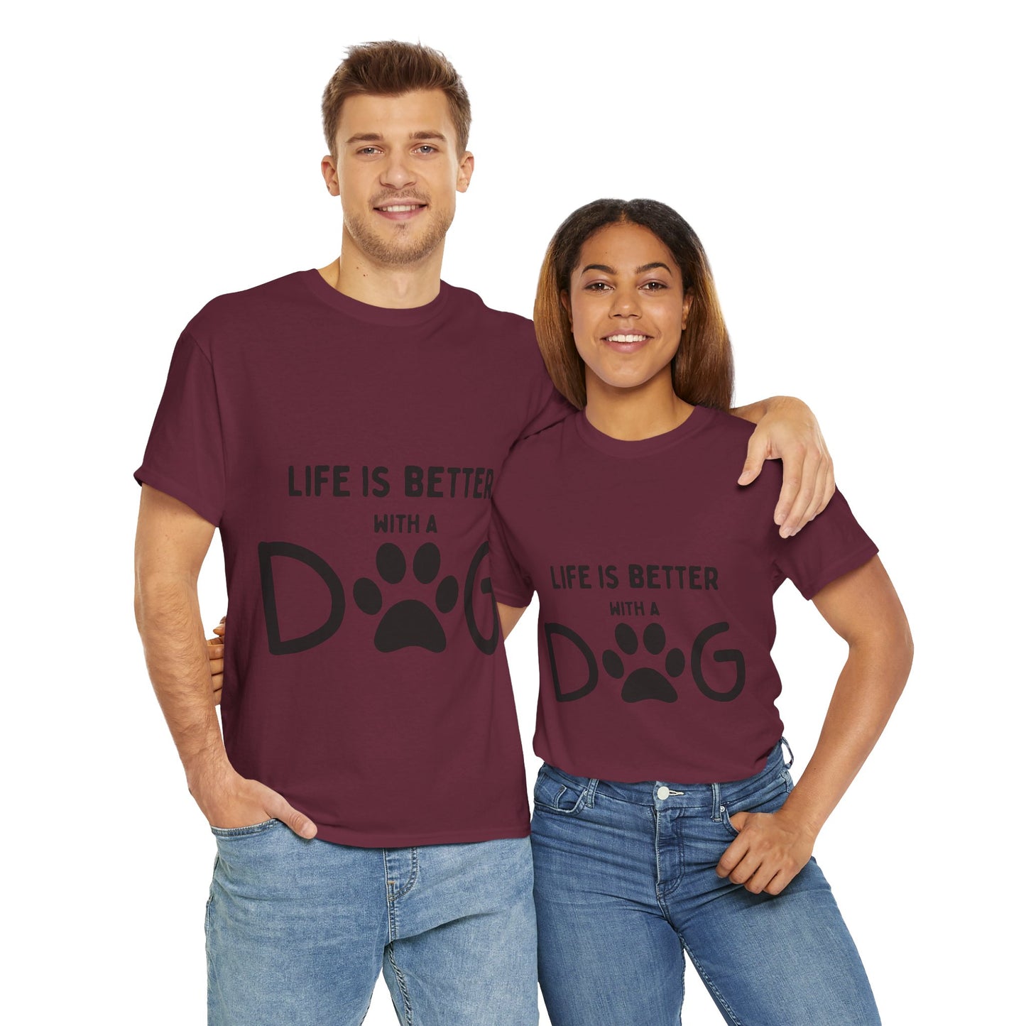 "Life is Better with a Dog" Unisex Heavy Cotton Tee - Perfect for Dog Lovers