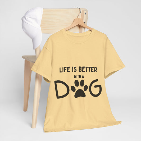 "Life is Better with a Dog" Unisex Heavy Cotton Tee - Perfect for Dog Lovers