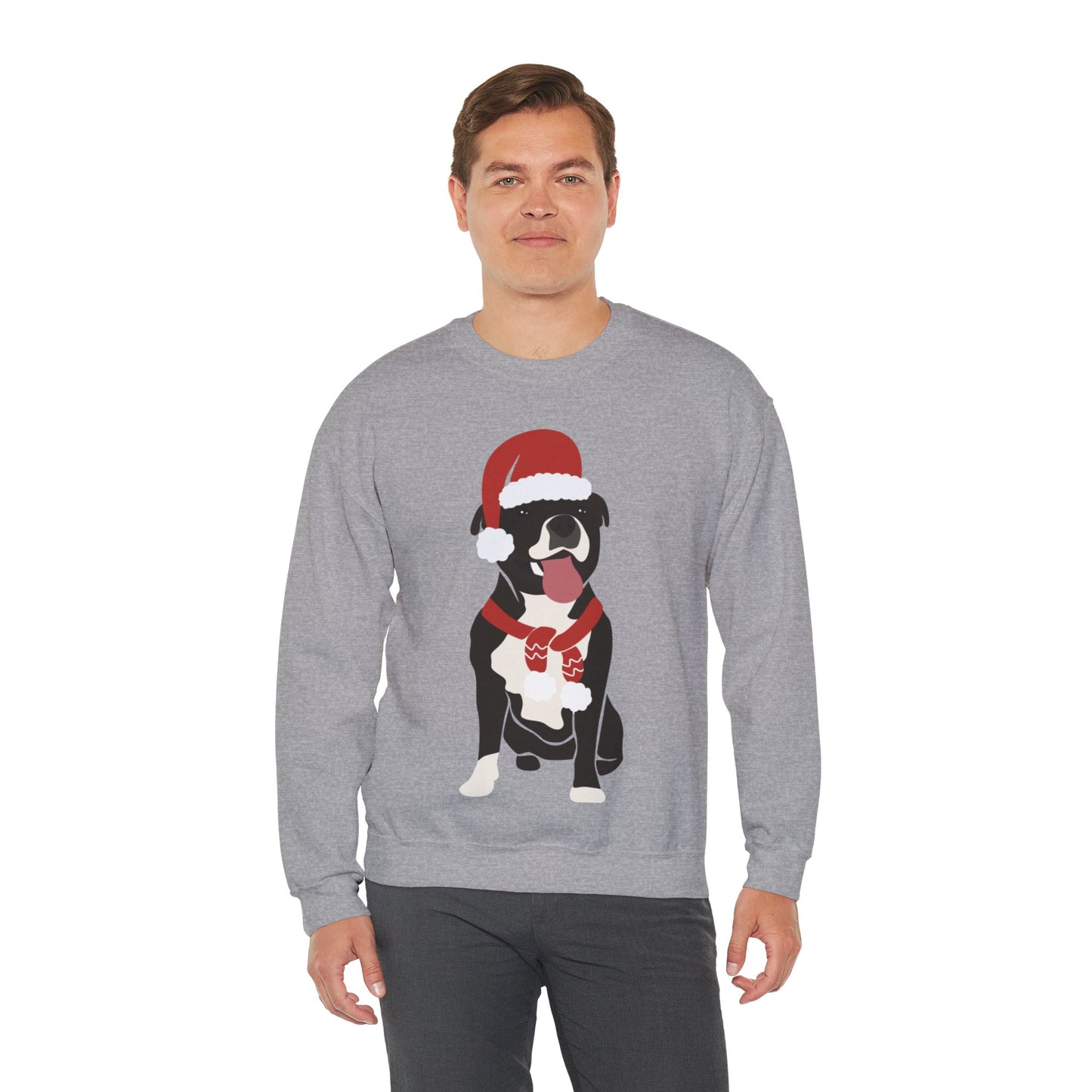 Festive Staffy Sweatshirt | Unisex Christmas Crewneck