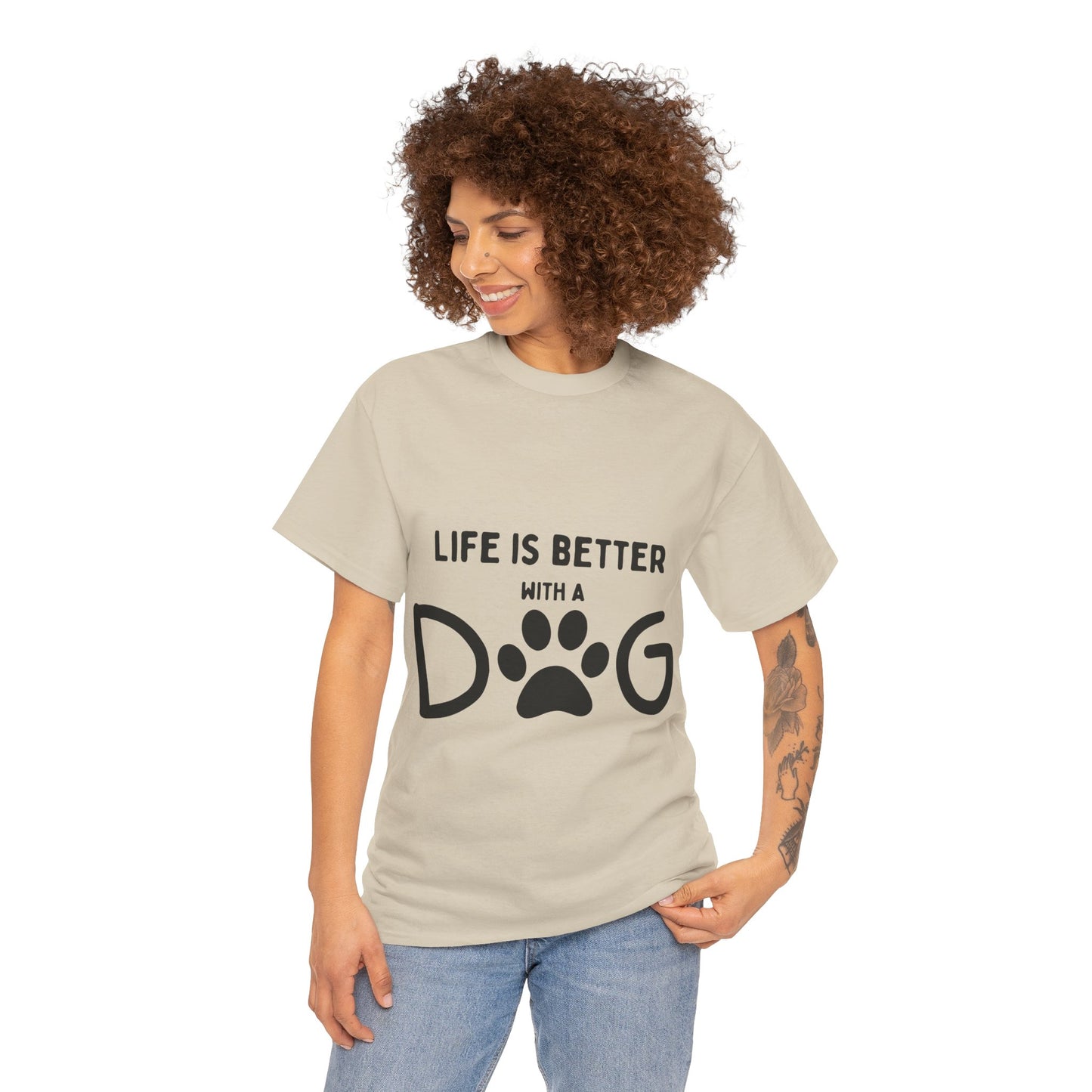 "Life is Better with a Dog" Unisex Heavy Cotton Tee - Perfect for Dog Lovers